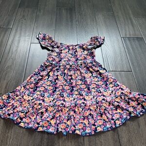 Toddler multicolor vibrant lightweight floral summer dress with ruffle sleeve